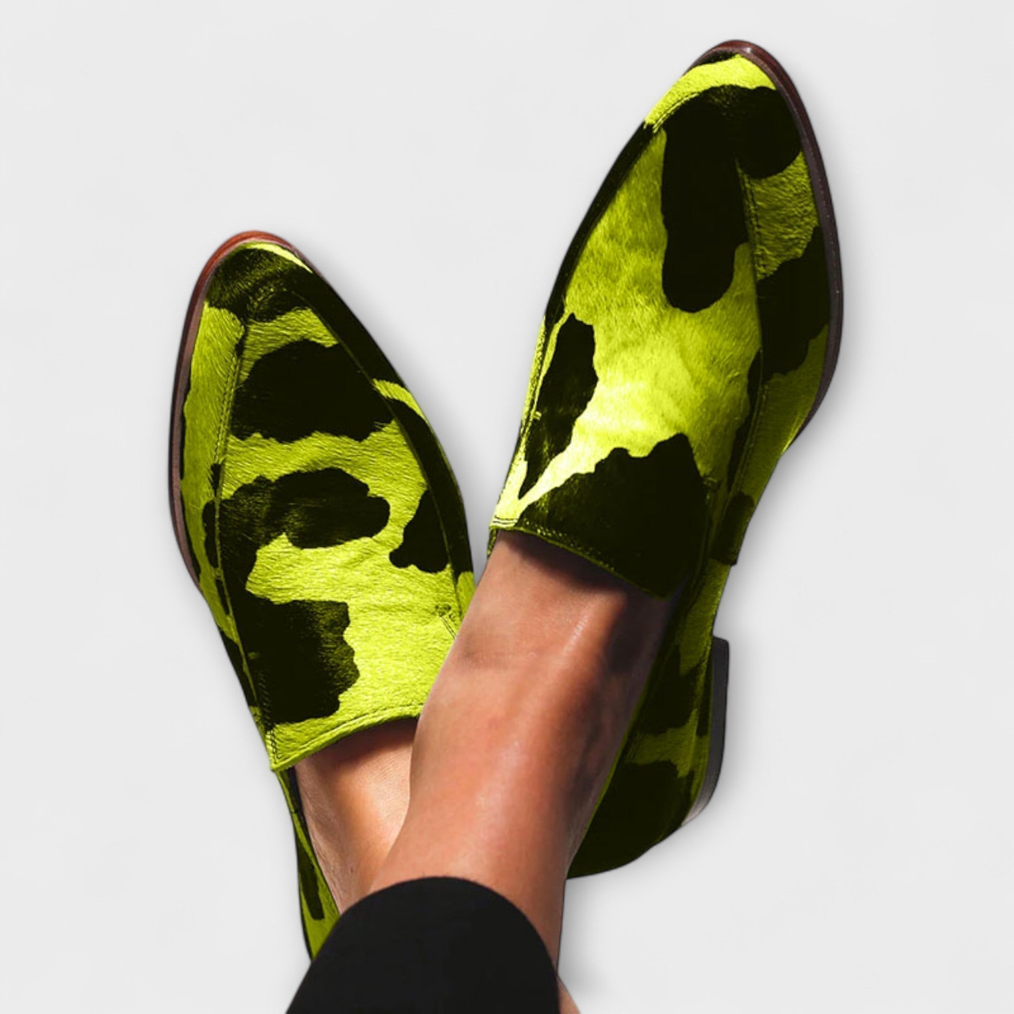 Janet - cow print moccasins — view 2