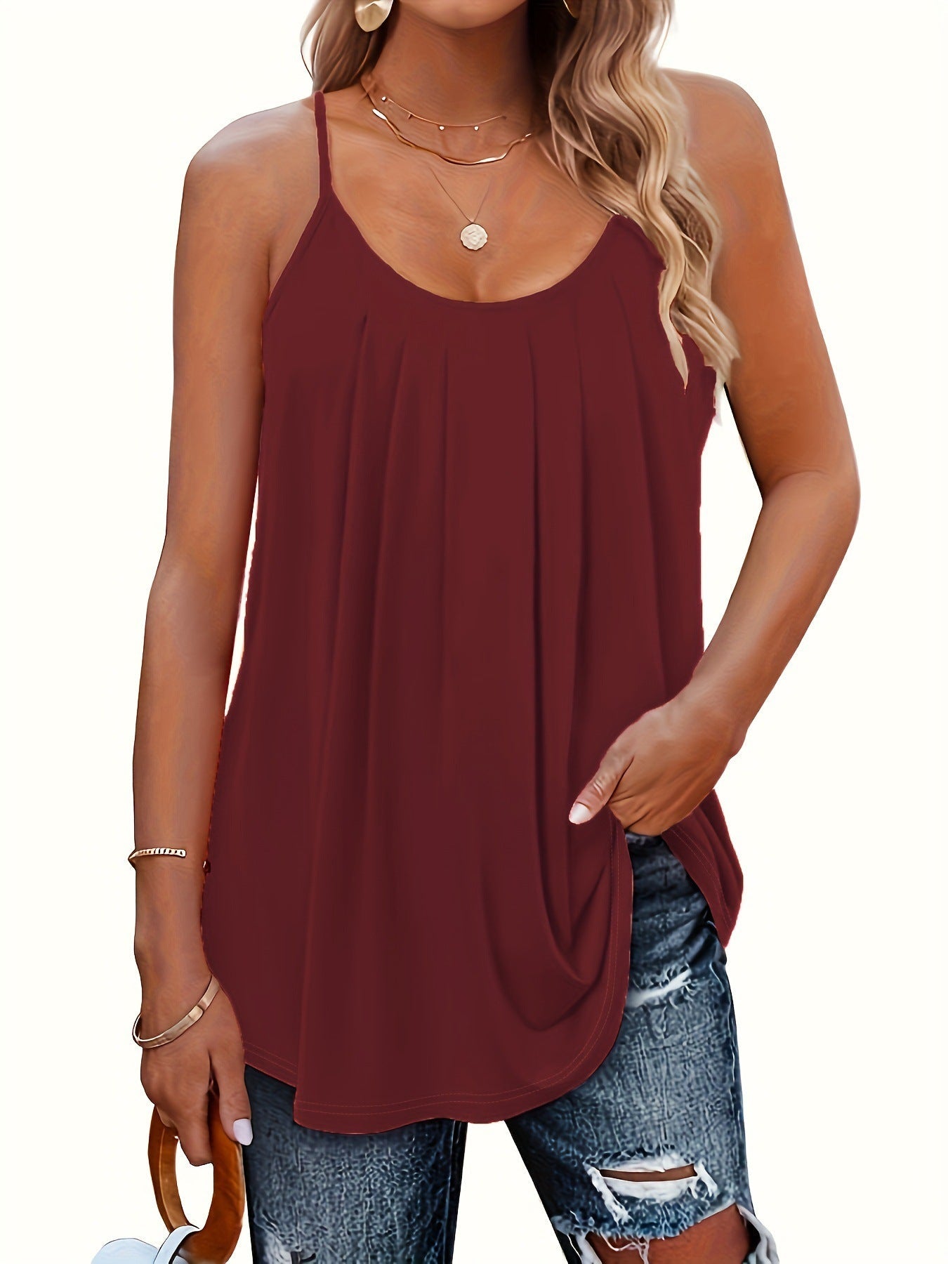 Janine - women's lightweight summer top with spaghetti straps — view 1