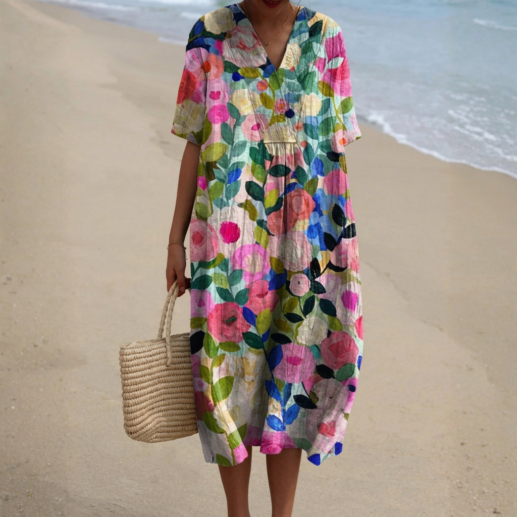 Jenna - Watercolor Floral Dress — view 1