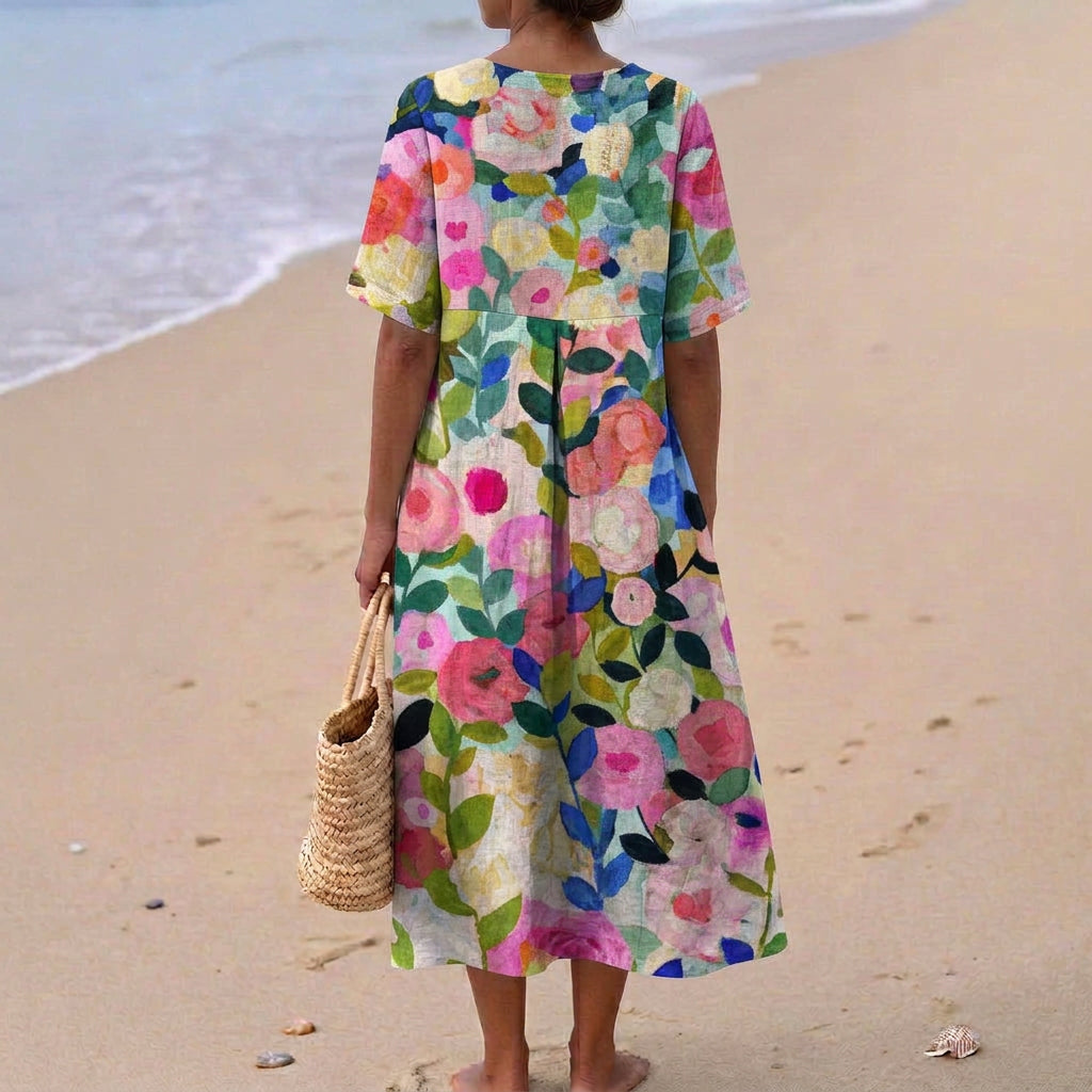 Jenna - Watercolor Floral Dress — view 3