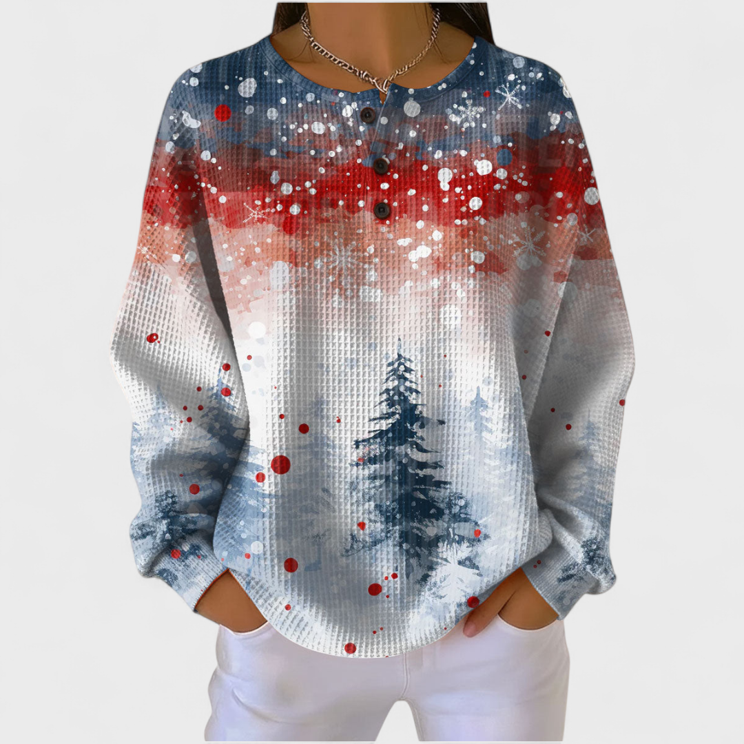 Jenna - Christmas sweater with a delicate pine tree pattern — view 1