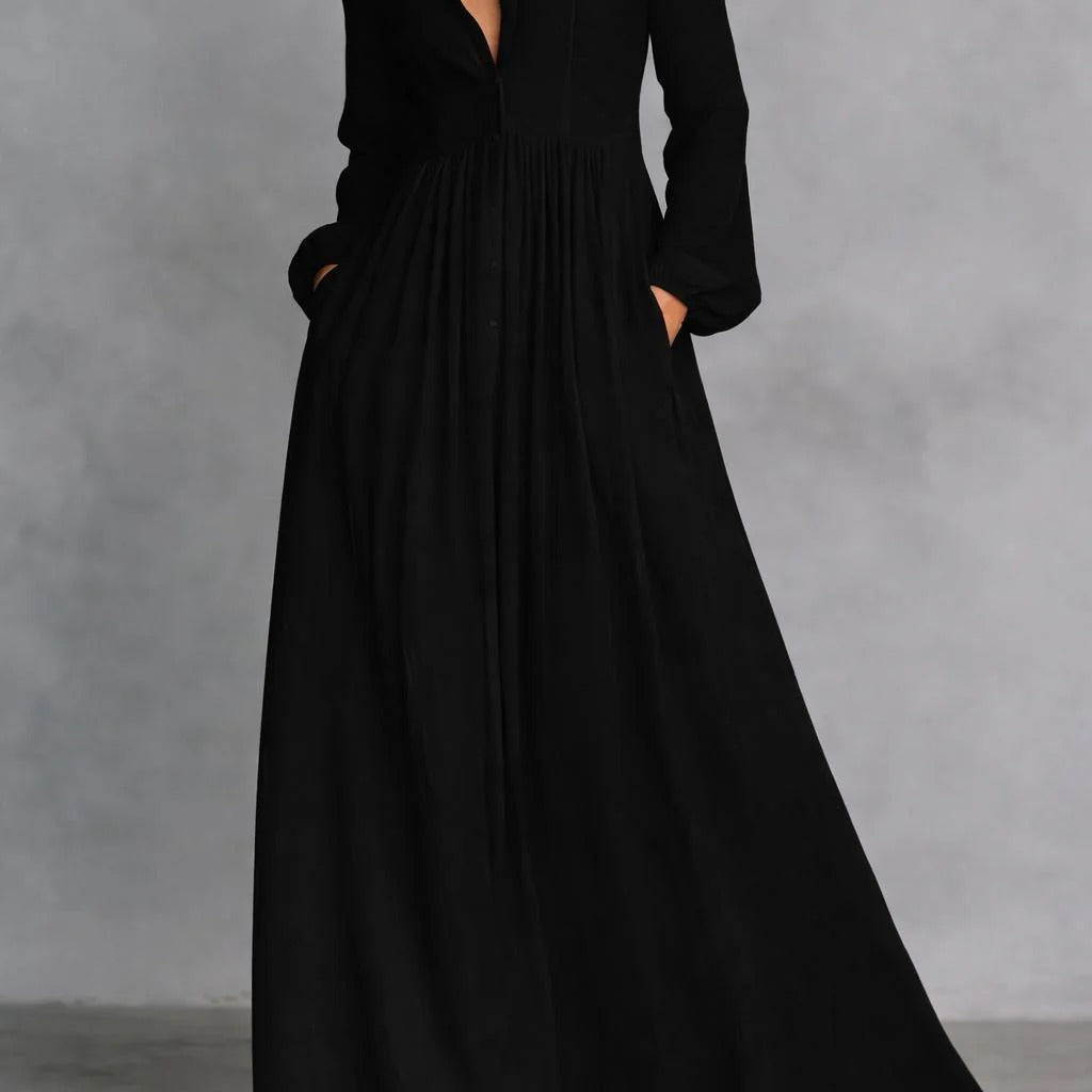 Jenna - Flowy maxi dress with button front — view 1