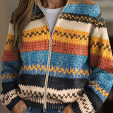 Jenna - Multicolored Zigzag Stripe Knit Cardigan — view 1