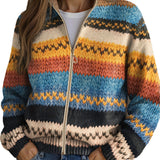 Jenna - Multicolored Zigzag Stripe Knit Cardigan — view 2