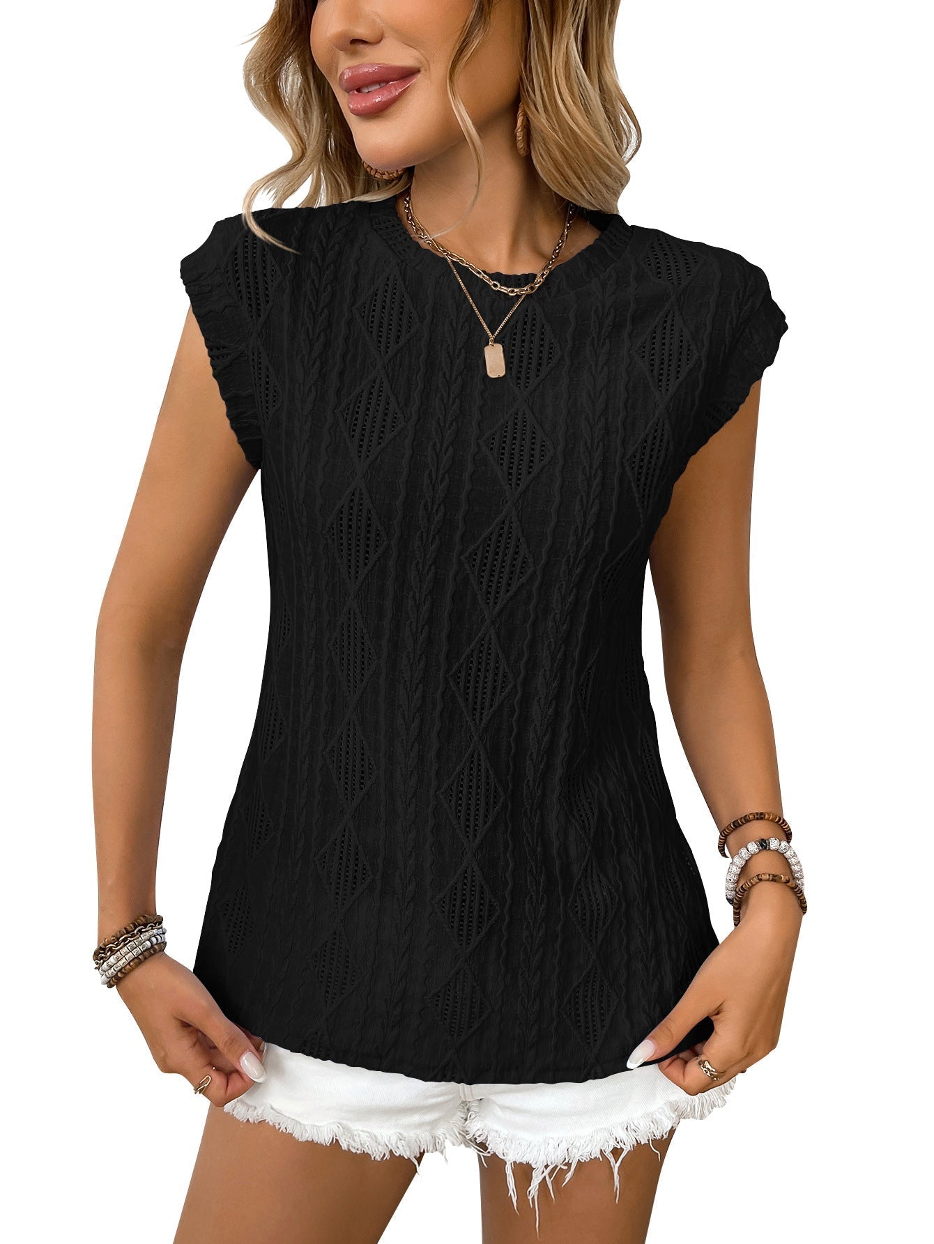 Jennifer - women's light knit elegant t-shirt — view 1