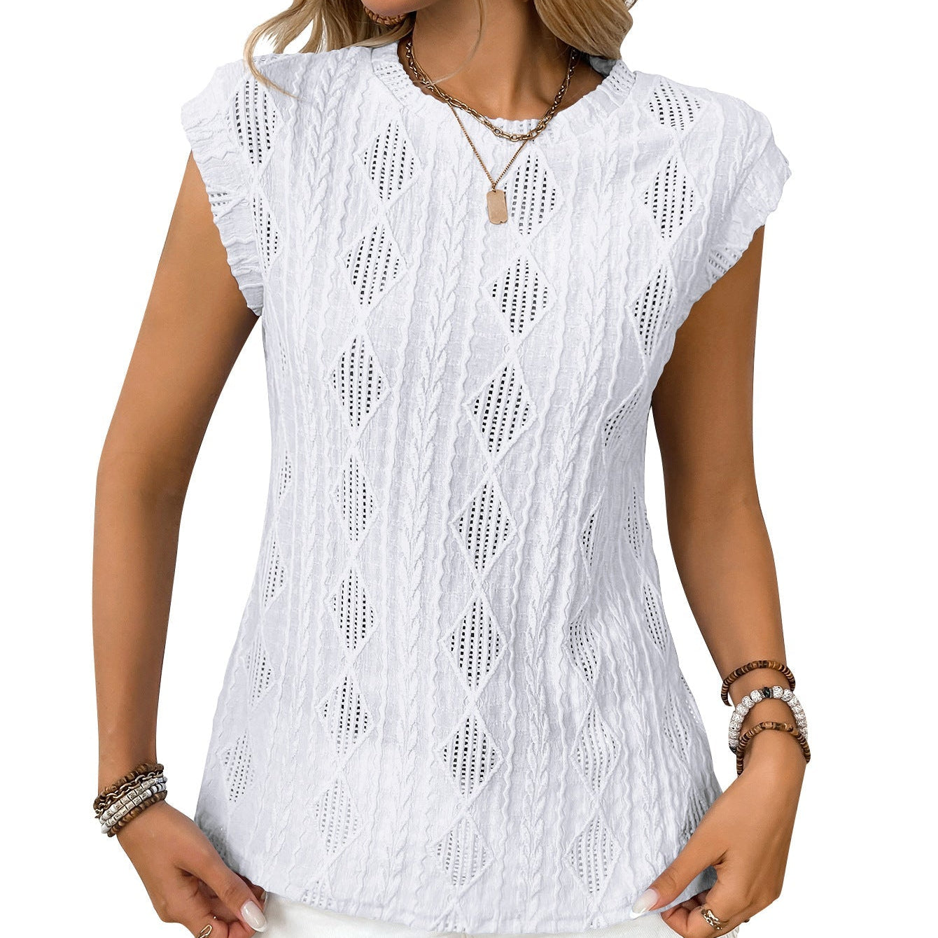 Jennifer - women's light knit elegant t-shirt — view 2