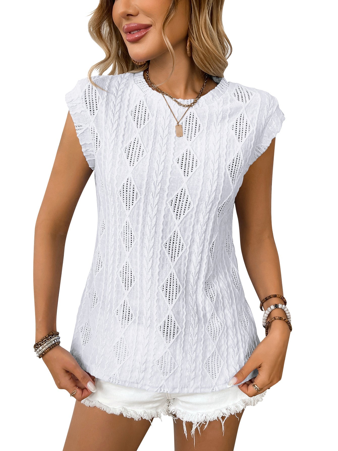 Jennifer - women's light knit elegant t-shirt — view 2