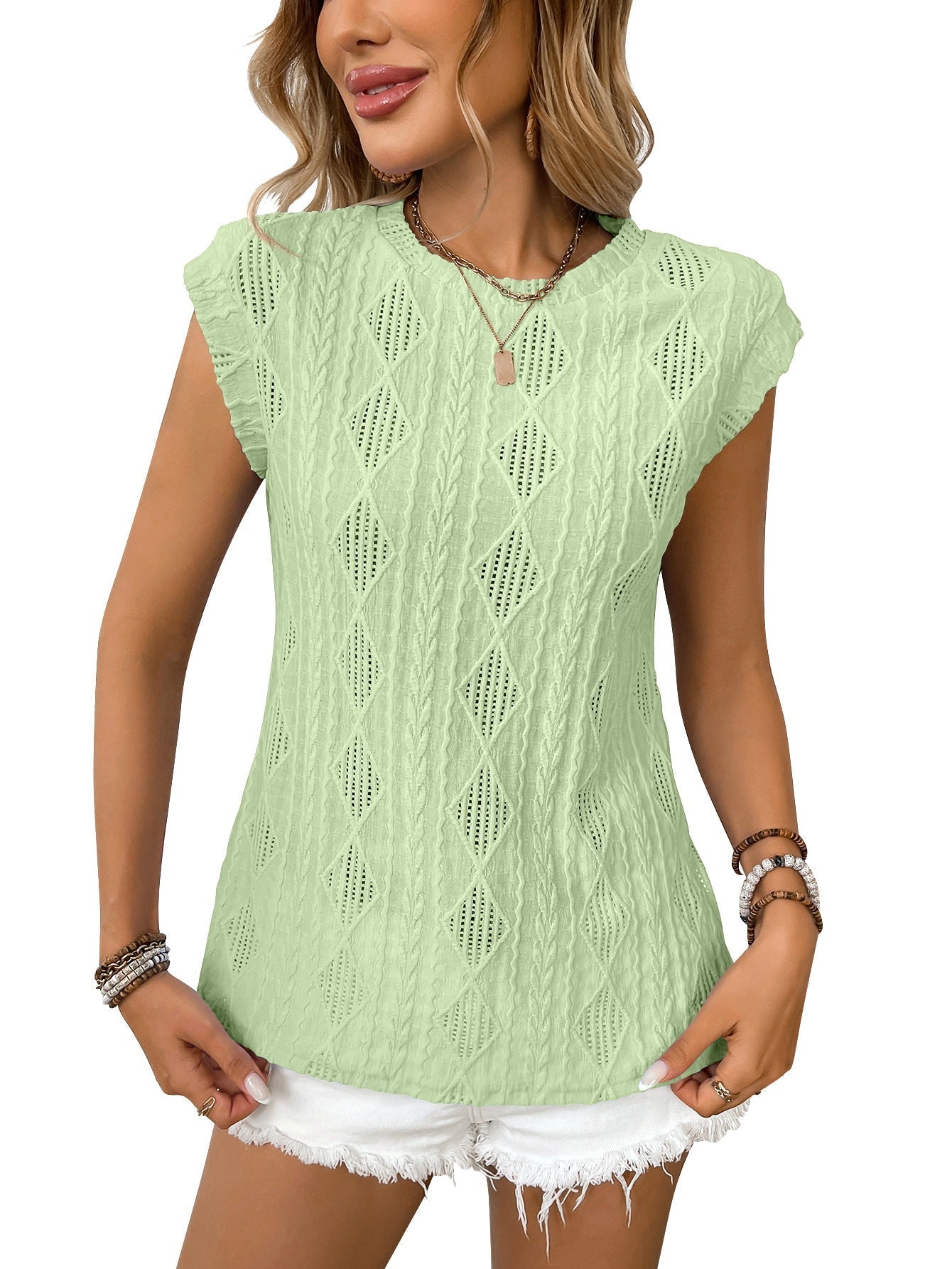 Jennifer - women's light knit elegant t-shirt — view 5