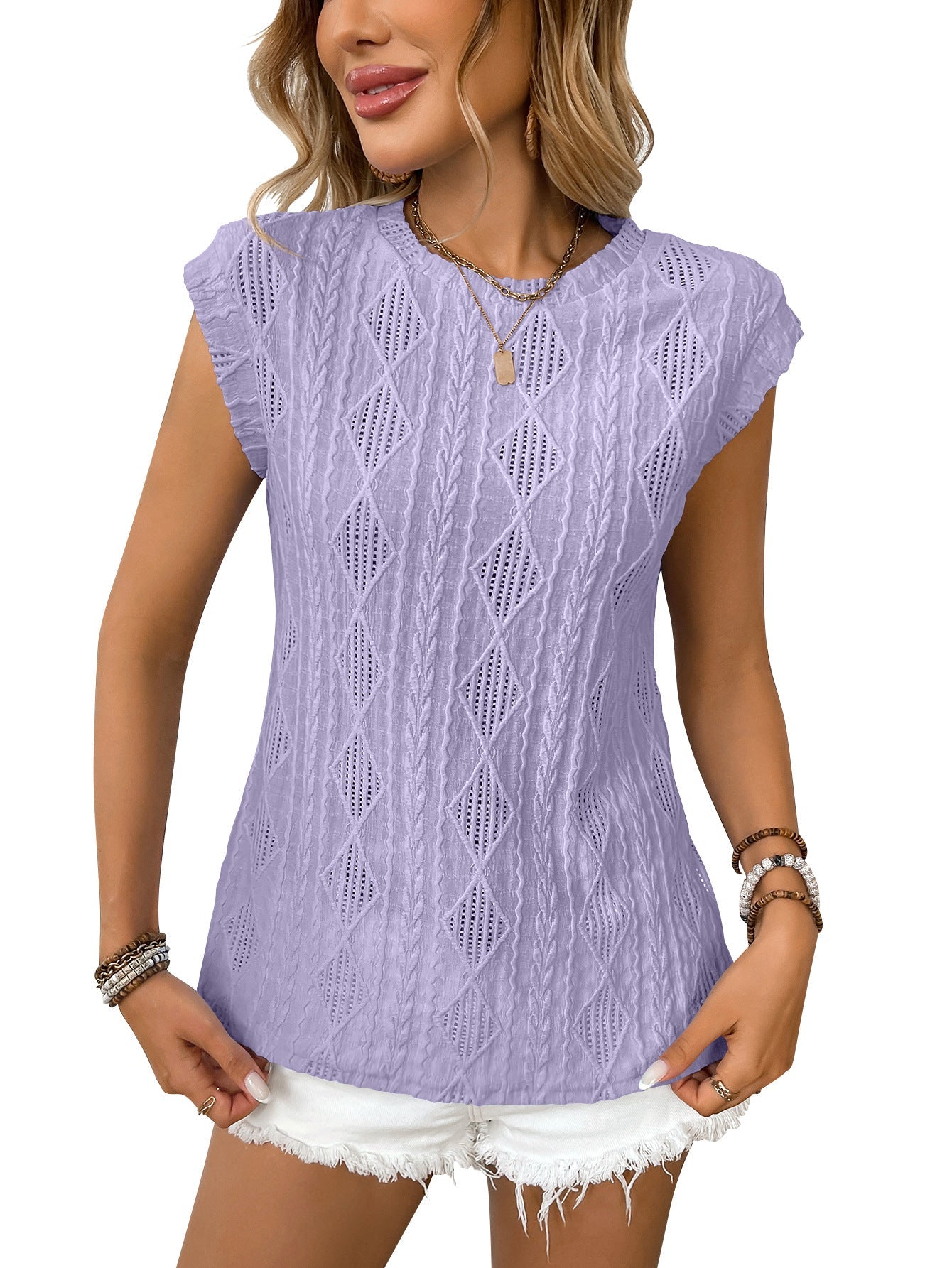 Jennifer - women's light knit elegant t-shirt — view 6