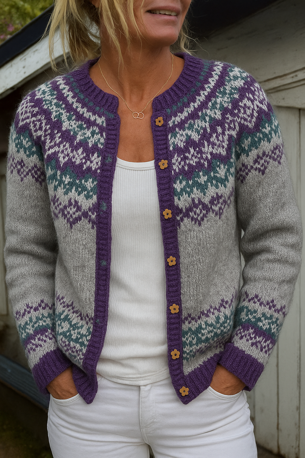 Jennifer - Retro Icelandic Cardigan — view 2