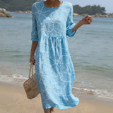 Jessica - maxi dress with round neck and pattern — view 1