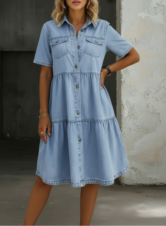 Jillian - casual chic denim dress — view 2
