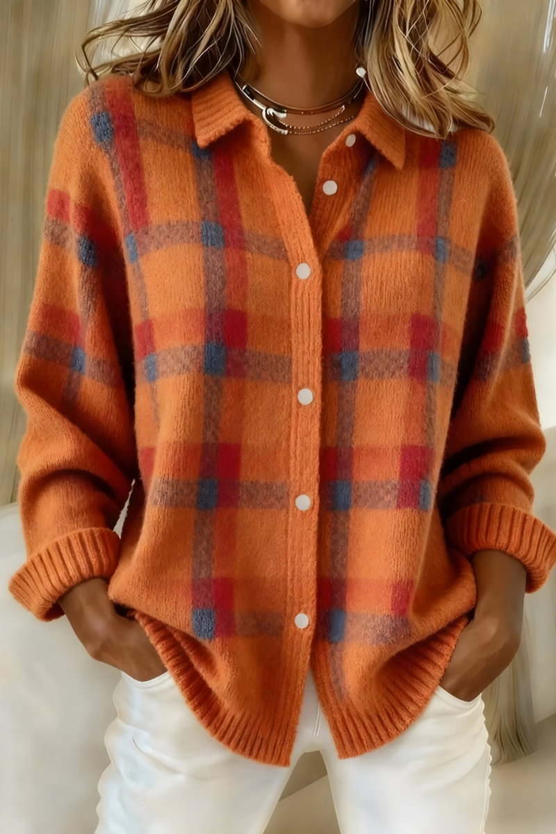 Joan - Plaid Knit Shirt Jacket — view 1
