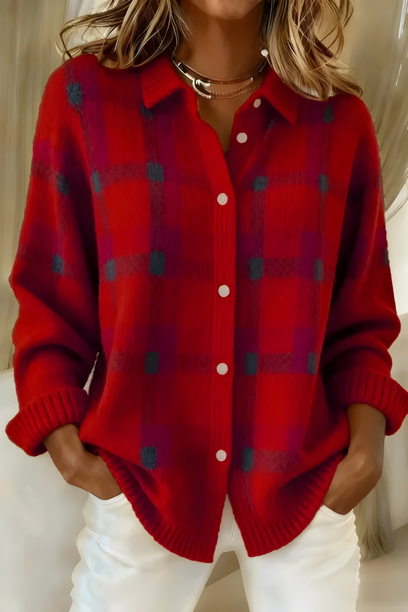 Joan - Plaid Knit Shirt Jacket — view 2