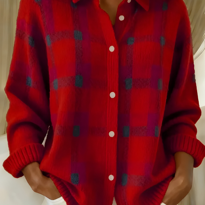 Joan - Plaid Knit Shirt Jacket — view 2