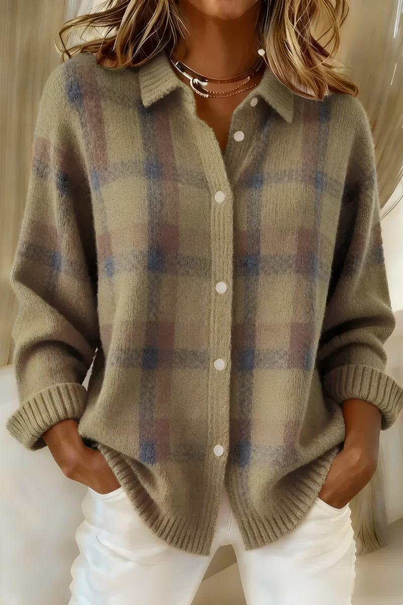 Joan - Plaid Knit Shirt Jacket — view 5
