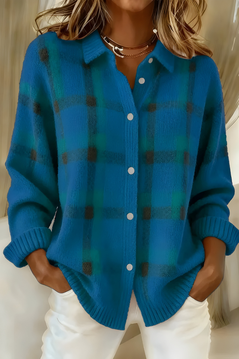 Joan - Plaid Knit Shirt Jacket — view 6