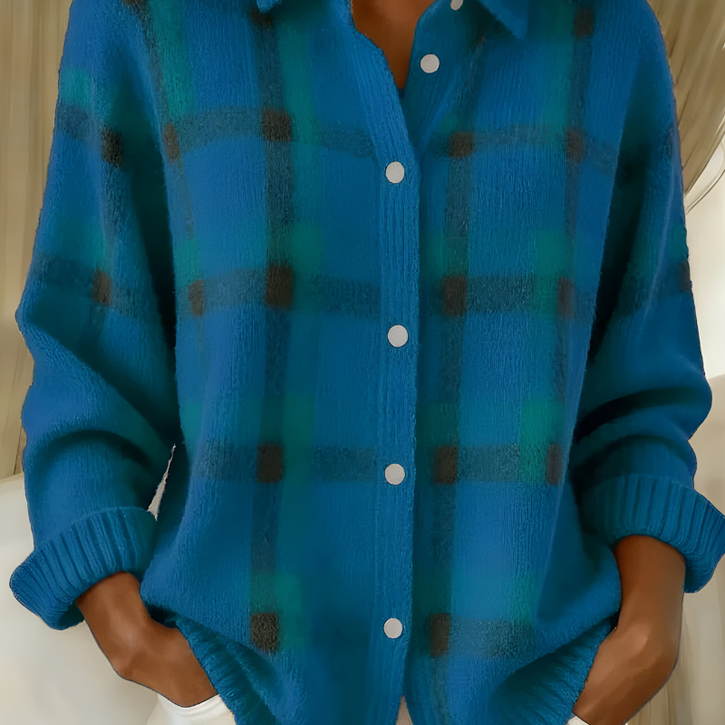 Joan - Plaid Knit Shirt Jacket — view 6