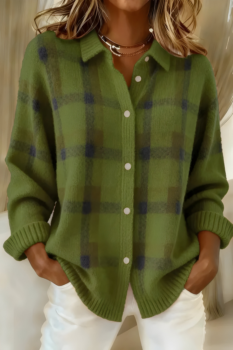 Joan - Plaid Knit Shirt Jacket — view 7