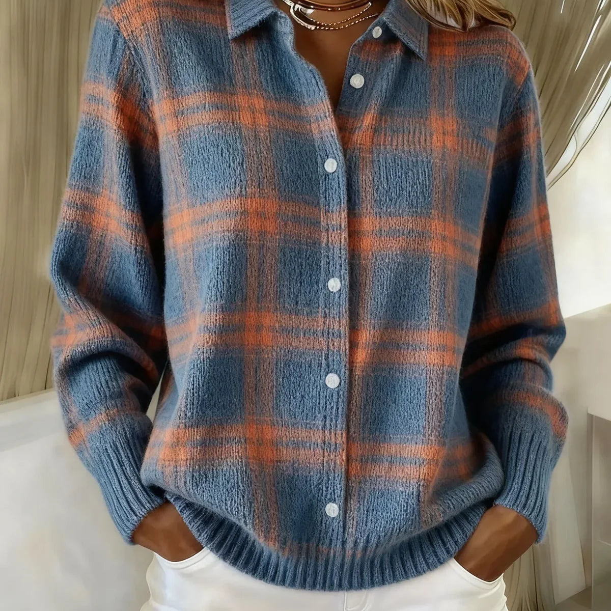 Joan - Plaid Knit Shirt Jacket — view 8