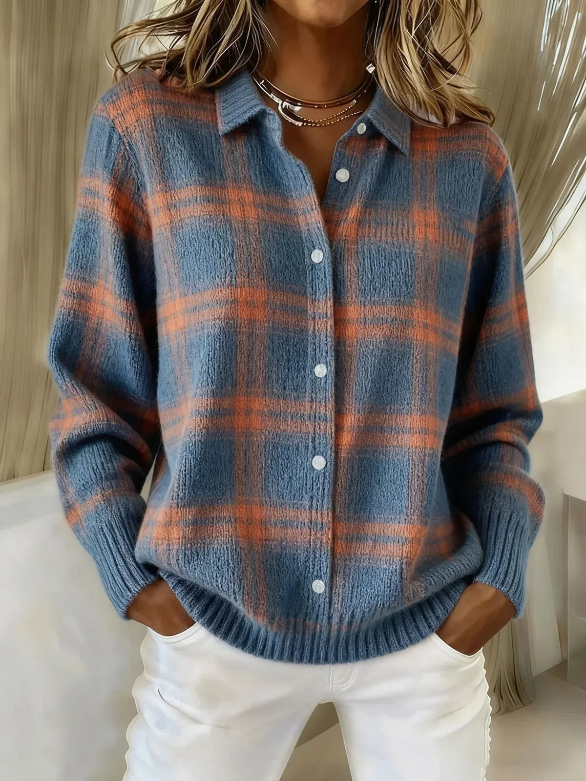 Joan - Plaid Knit Shirt Jacket — view 8