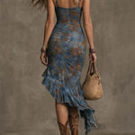 Joanna - asymmetric boho dress with frills — view 4