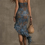 Joanna - asymmetric boho dress with frills — view 4
