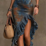 Joanna - asymmetric boho dress with frills — view 6