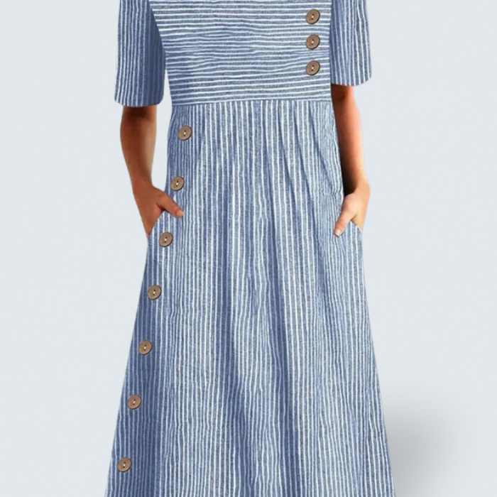 Josephine - elegant striped summer midi dress — view 1