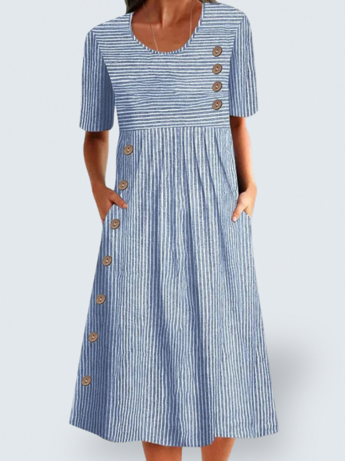 Josephine - elegant striped summer midi dress — view 1