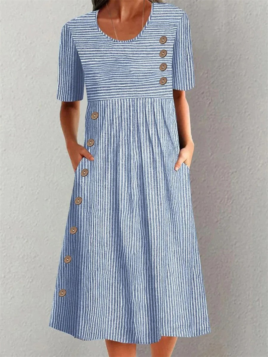 Josephine - elegant striped summer midi dress — view 2
