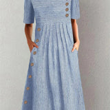 Josephine - elegant striped summer midi dress — view 2