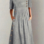 Josephine - elegant striped summer midi dress — view 4