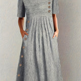 Josephine - elegant striped summer midi dress — view 4