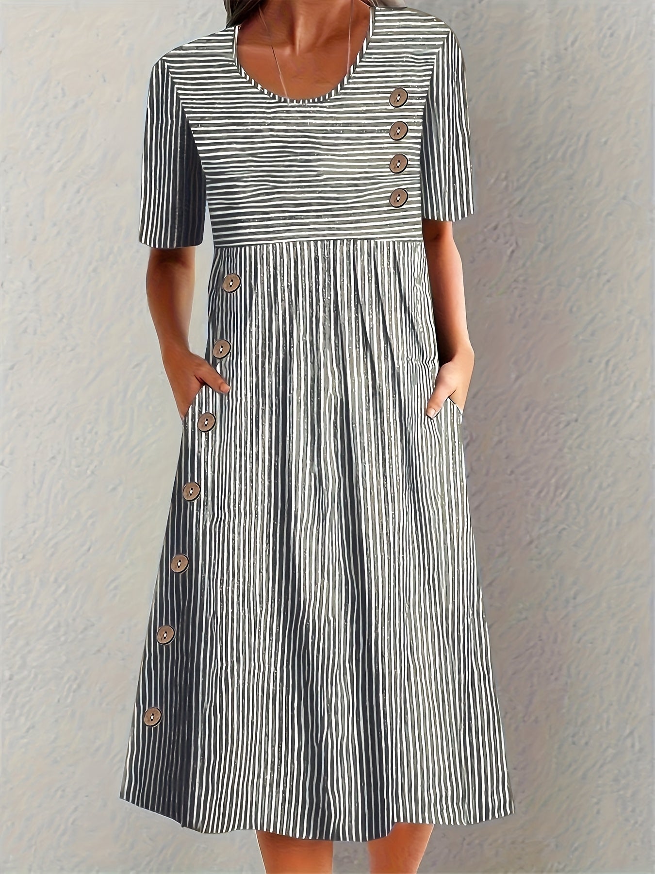 Josephine - elegant striped summer midi dress — view 4