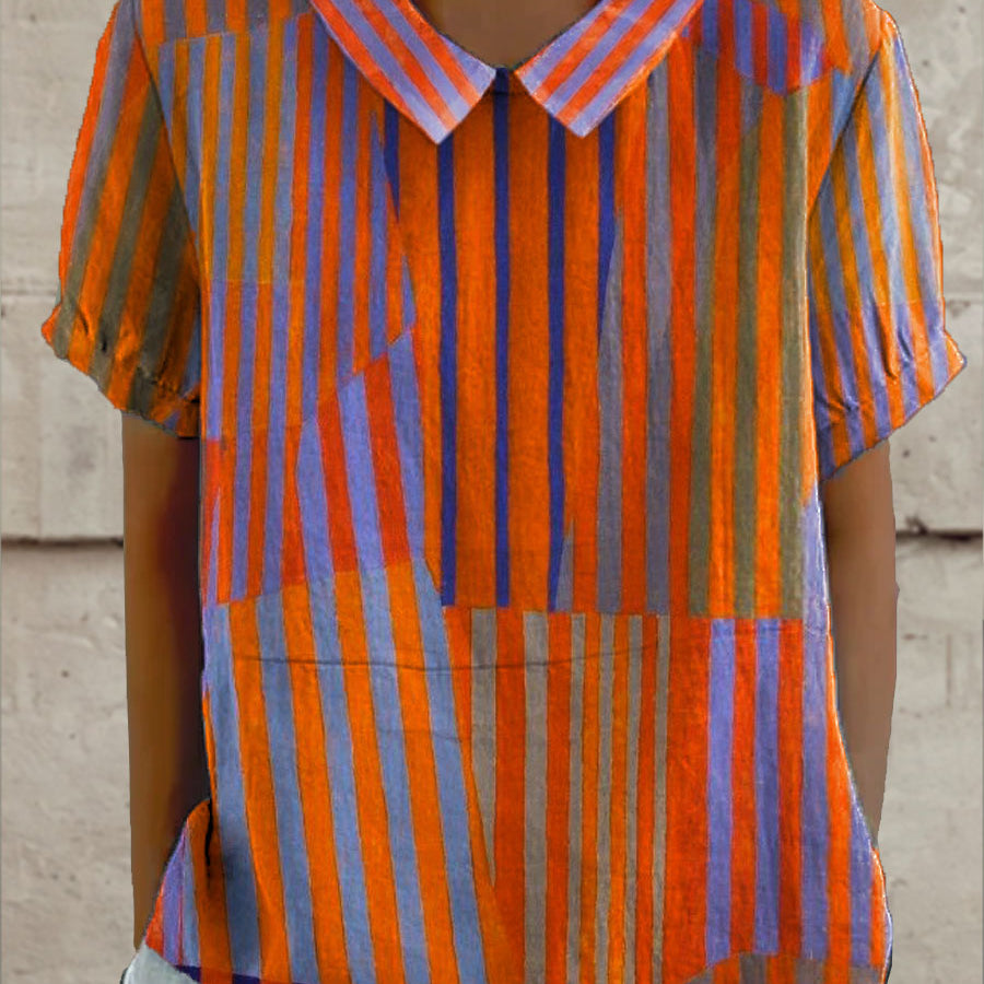 Josie - Geometric Stripe Blouse — view 2