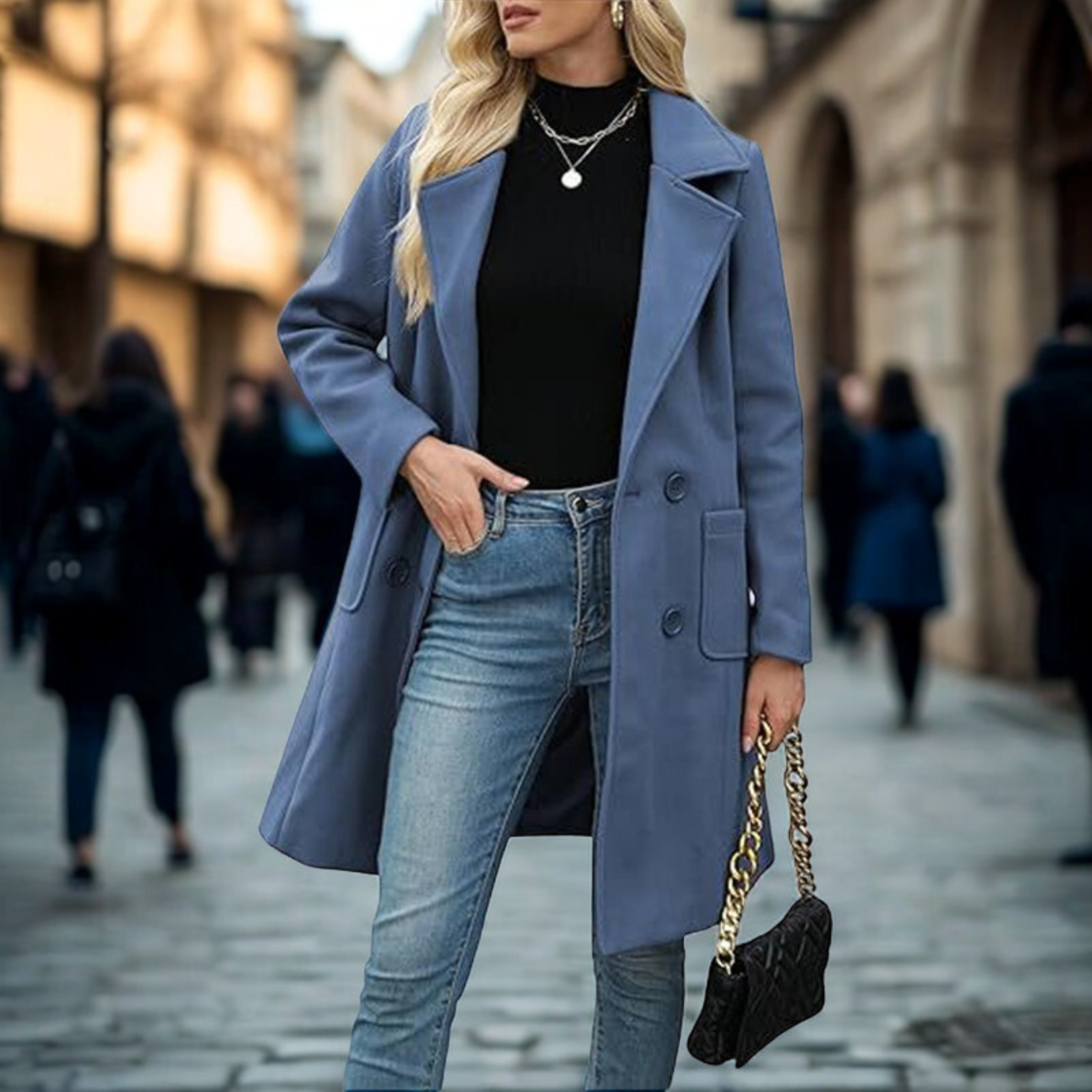 Julia - casual mid-length button front jacket — view 2