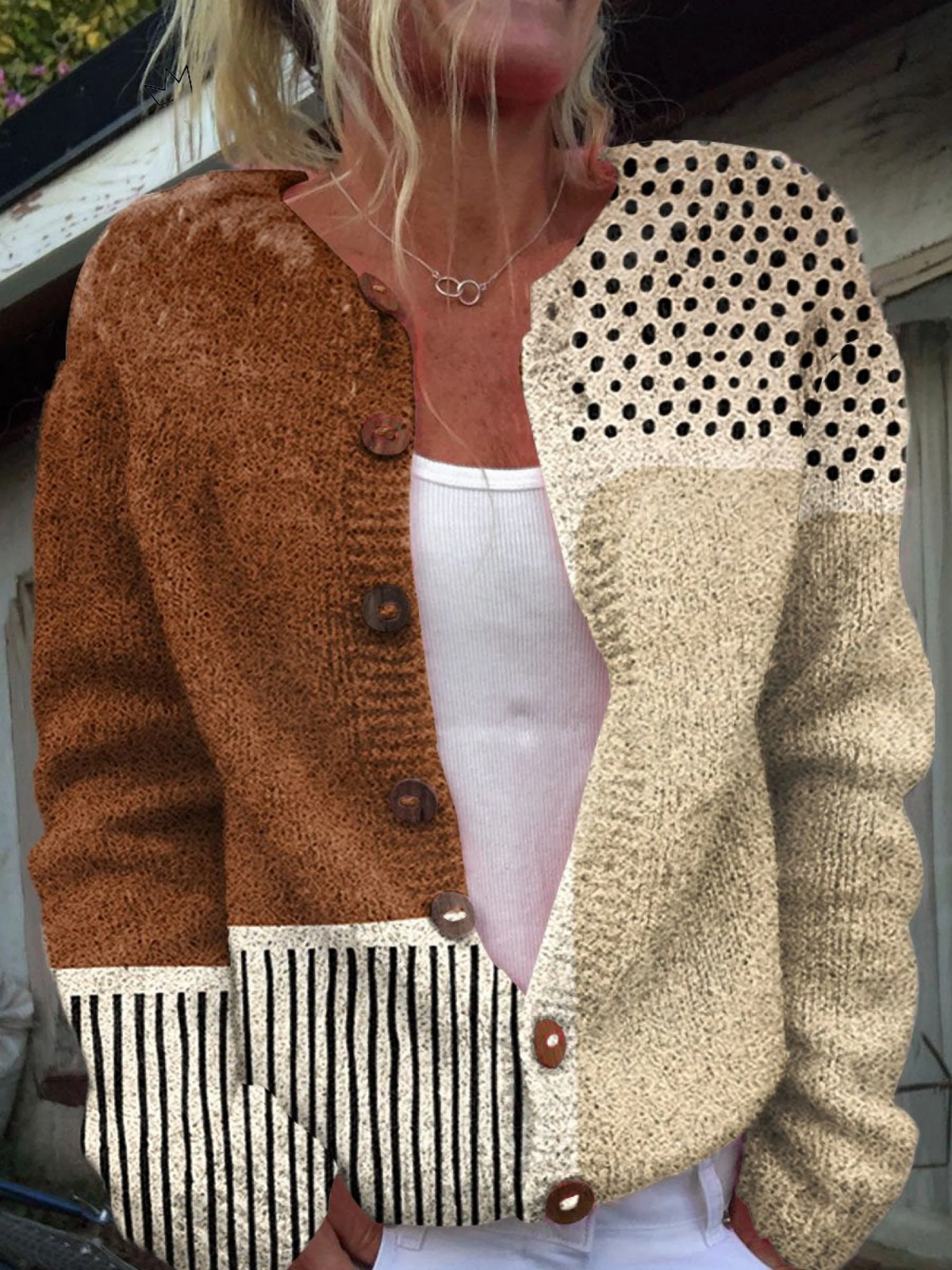 Julia - Retro Knitted Cardigan Sweater — view 1