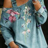 Juliette - denim top, off the shoulder — view 2