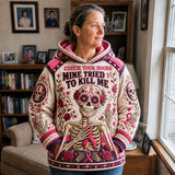 Hoodie - Skeleton with pink ribbon — view 1