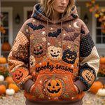 Hoodie - Halloween pumpkins with quilting pattern — view 1