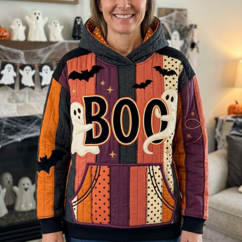 Hoodie - Playful ghosts with quilting pattern — view 1