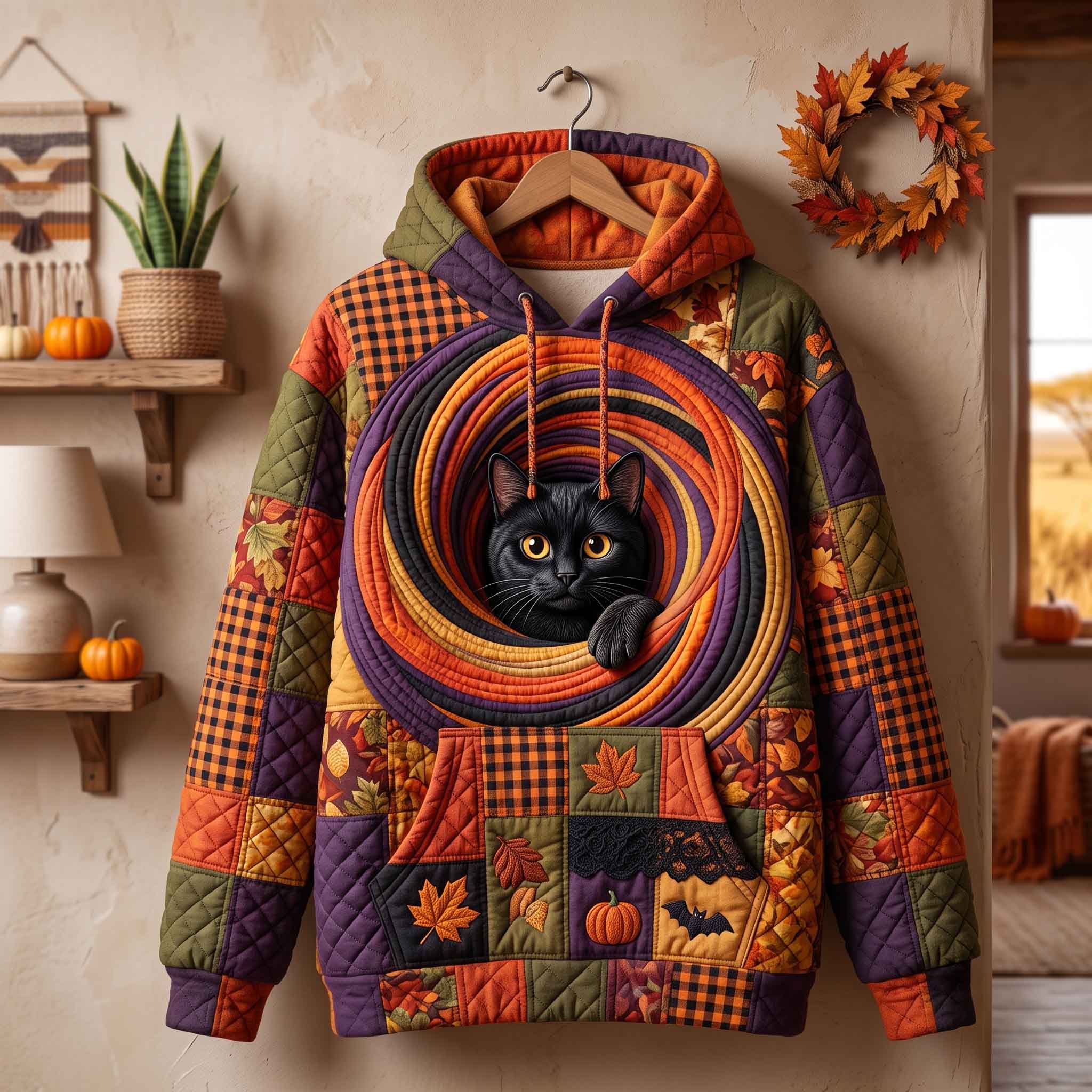 Hoodie - Cat on an autumn night — view 1
