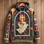 Hoodie - Ghost with colored glass window pattern — view 1