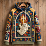 Hoodie - Ghost with colored glass window pattern — view 1