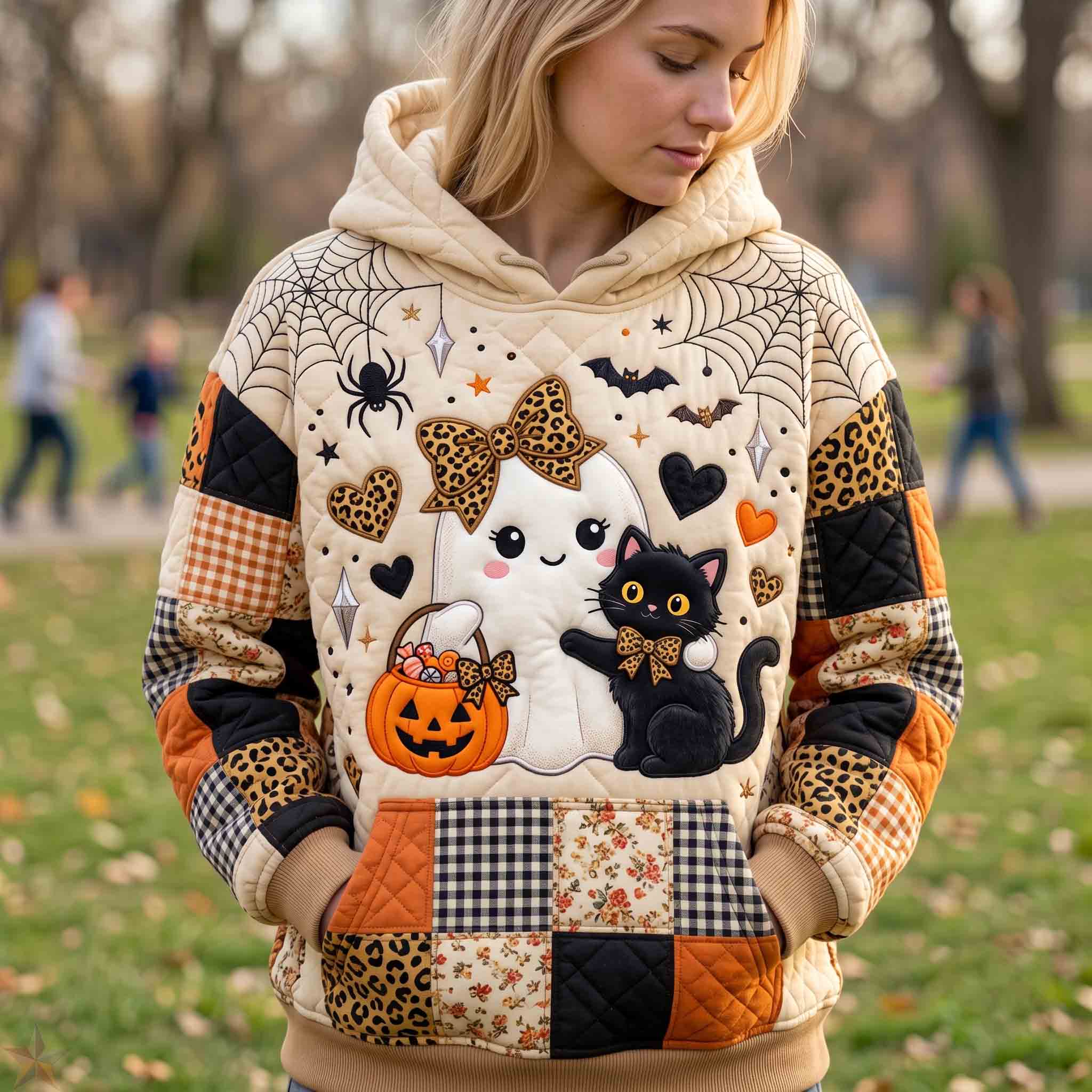 Hoodie - Ghost with pumpkins — view 3