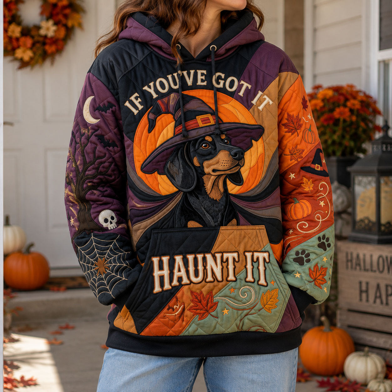 Hoodie - Dachshund on a witch's night — view 1