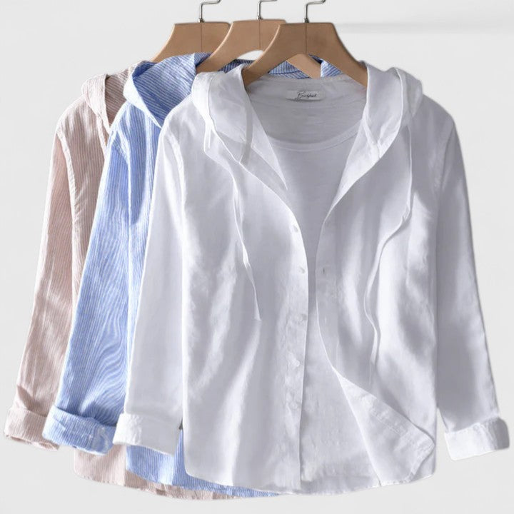 Kara - elegant hooded blouse — view 1