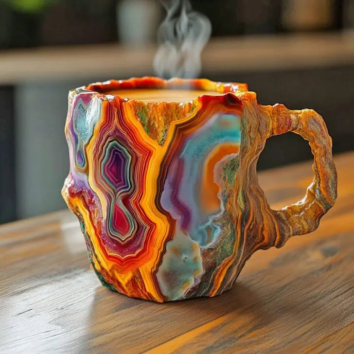 Coffee mug with built-in mineral crystals — view 3