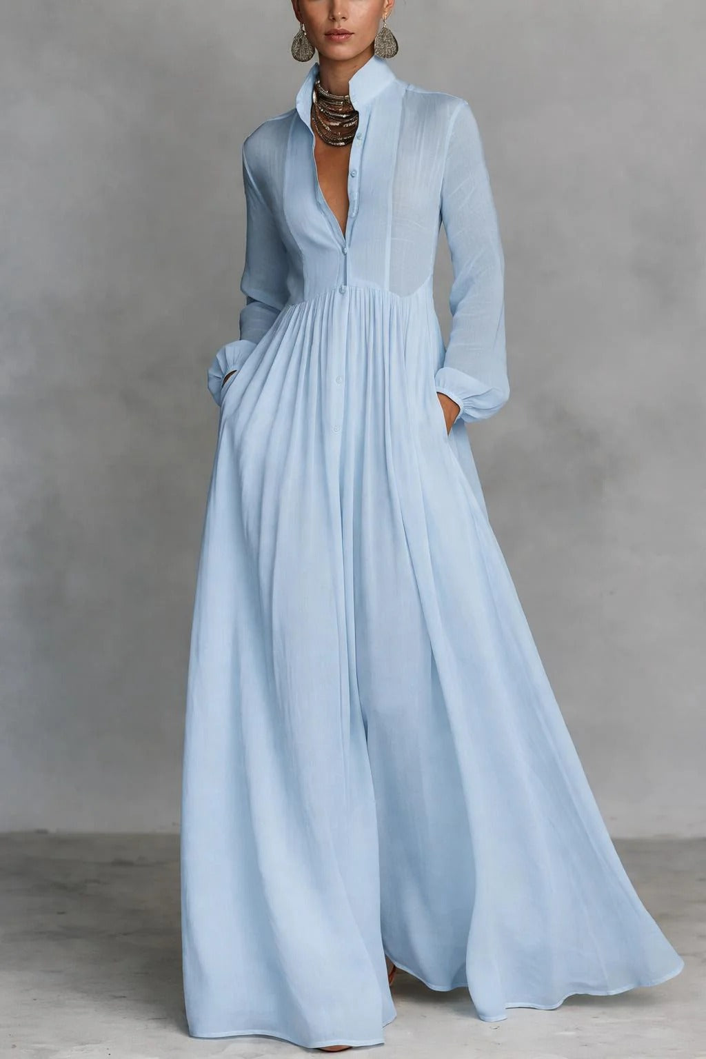 Kelly - button front maxi dress with easy fit — view 1